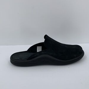Hammacher Schlemmer Walk on Air black suede slide clog slipper comfort 46 12